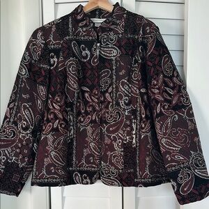 Christopher & Banks Black and Red Paisley Jacket